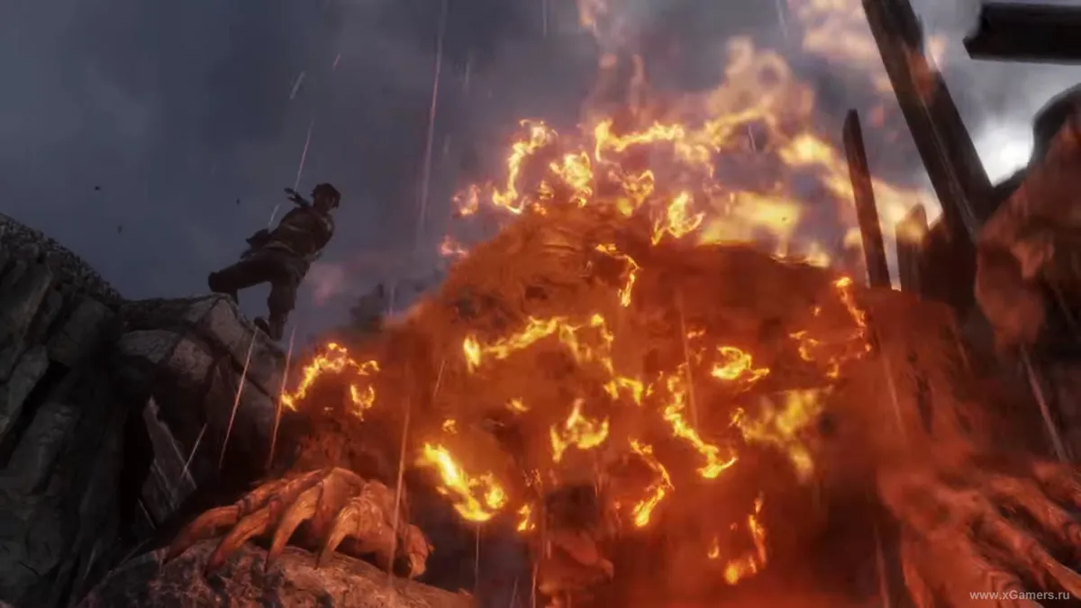 Rencontre avec un monstre en flammes dans le jeu Metro Exodus